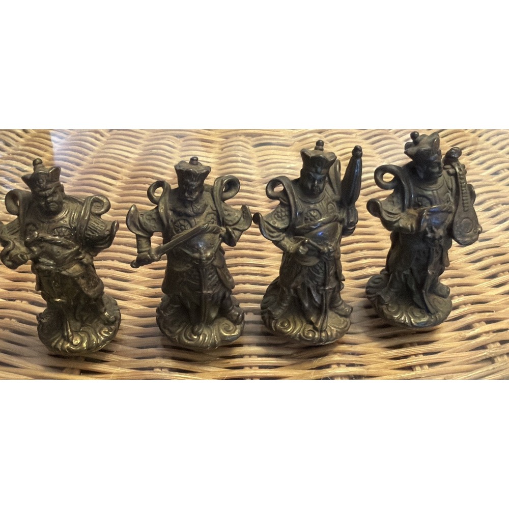 VINTAGE 3" Old Dynasty Pure Bronze 4 Kings  Statue Set Weigh 6.1 Ounces Each